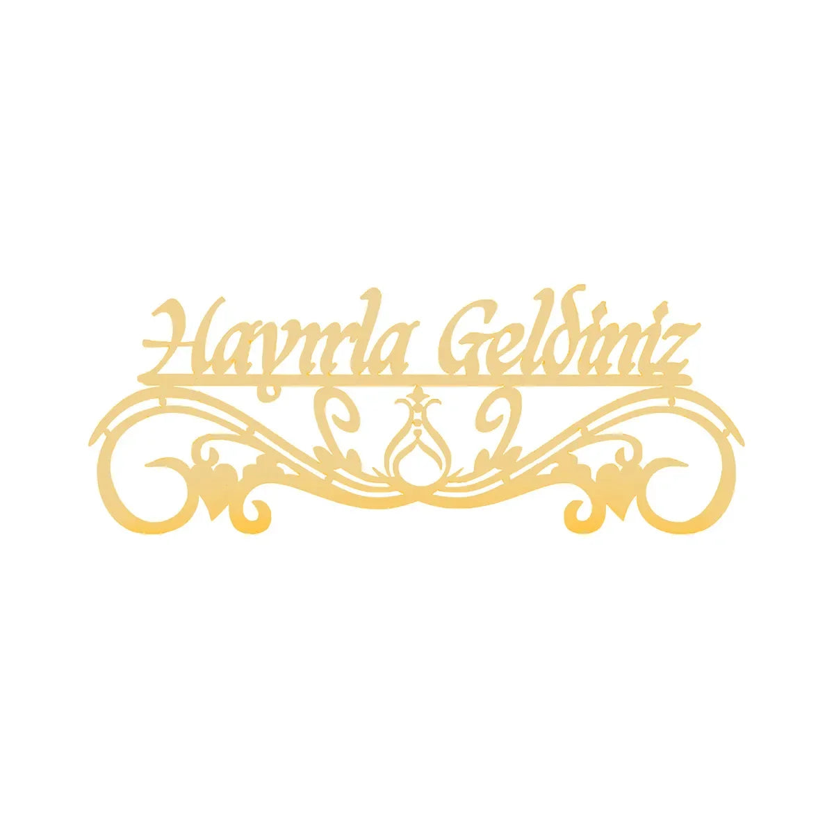Hayırla Geldiniz ve Hayırla Gidiniz Kapı Süsü - 25x10 Serhendi Logolu, Altın Pleksi Sticker Etiket M11 Kapı Süsü Serhendi Logolu Ürünler - 3