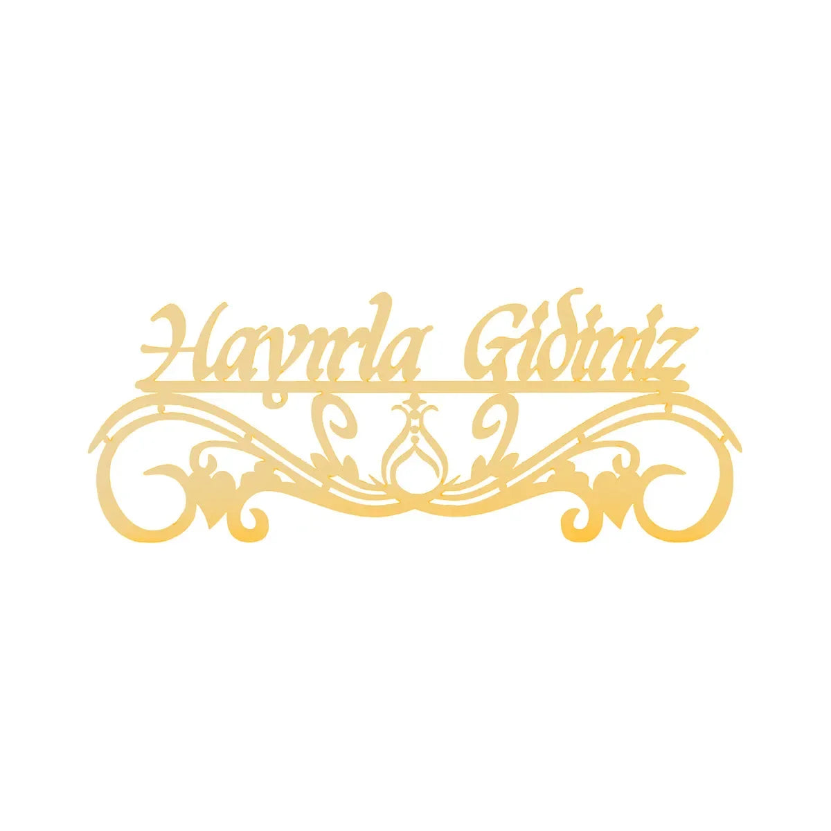 Hayırla Geldiniz ve Hayırla Gidiniz Kapı Süsü - 25x10 Serhendi Logolu, Altın Pleksi Sticker Etiket M11 Kapı Süsü Serhendi Logolu Ürünler - 4